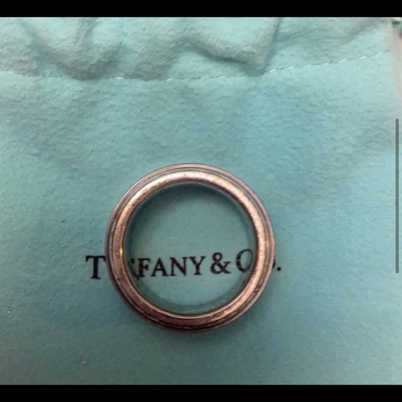 MAKE ME A OFFER! Tiffany & Co Titanium and Sterling Silver 1837 Unisex Band Ring - Picture 4 of 5